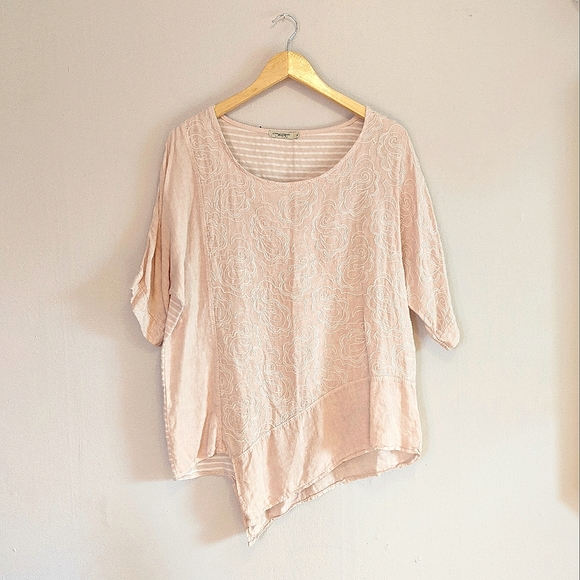 Linen Made in Italy Embroidered Blouse - Picture 2 of 5